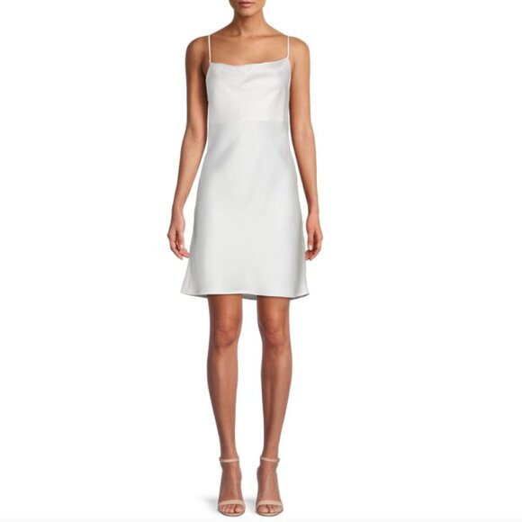 Ivory White Satin Slip Dress - Picture 1 of 7